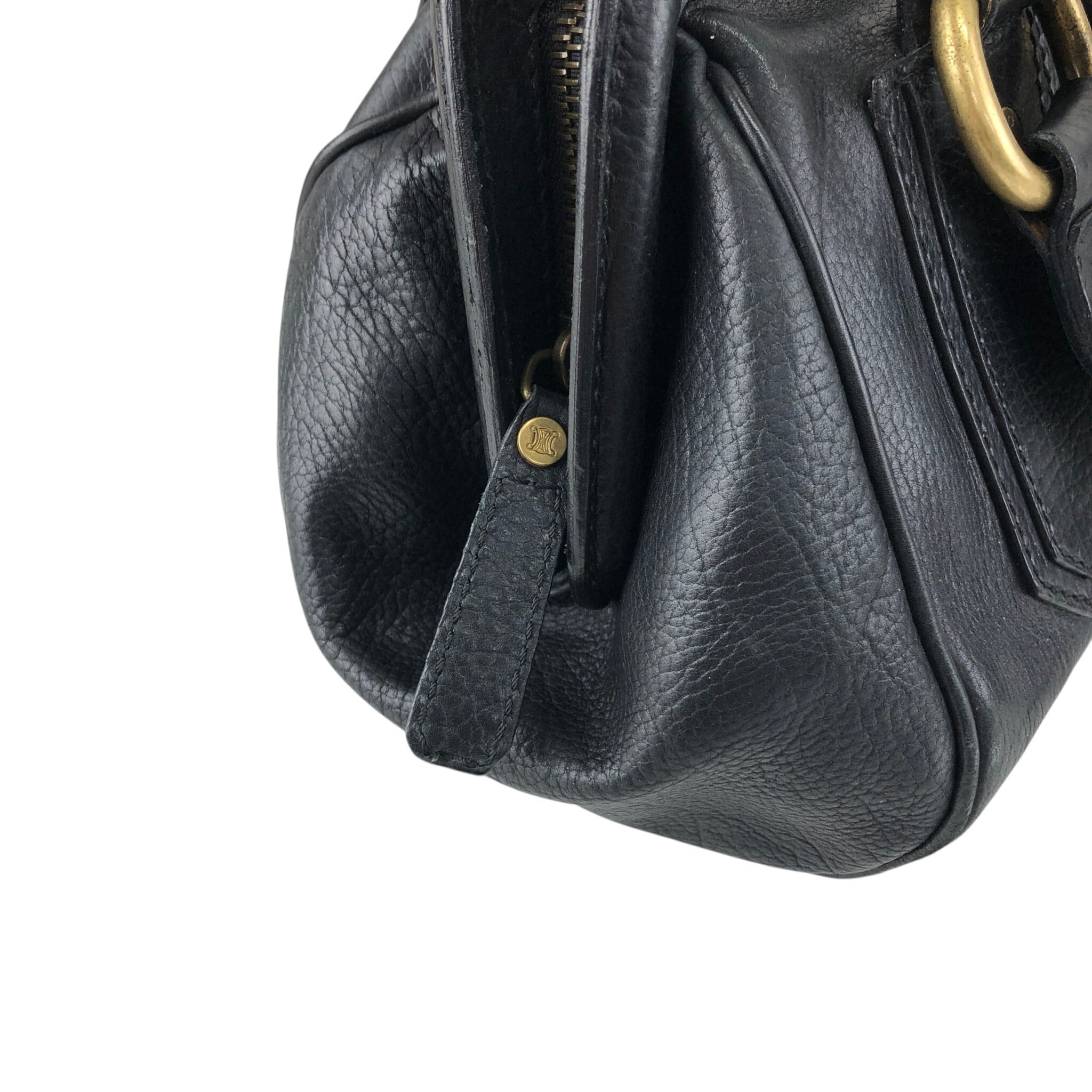 CELINE セリーヌ ハンドバッグ ブラック フロントバックル レザー ミニ