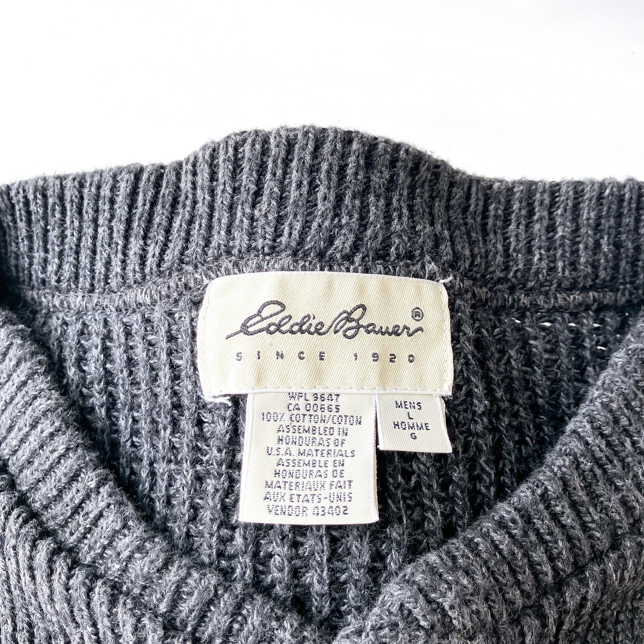 90's Eddie Bauer henry neck cotton knit sweater 白タグ 90's Eddie Bauer henry neck cotton knit sweater 白タグ