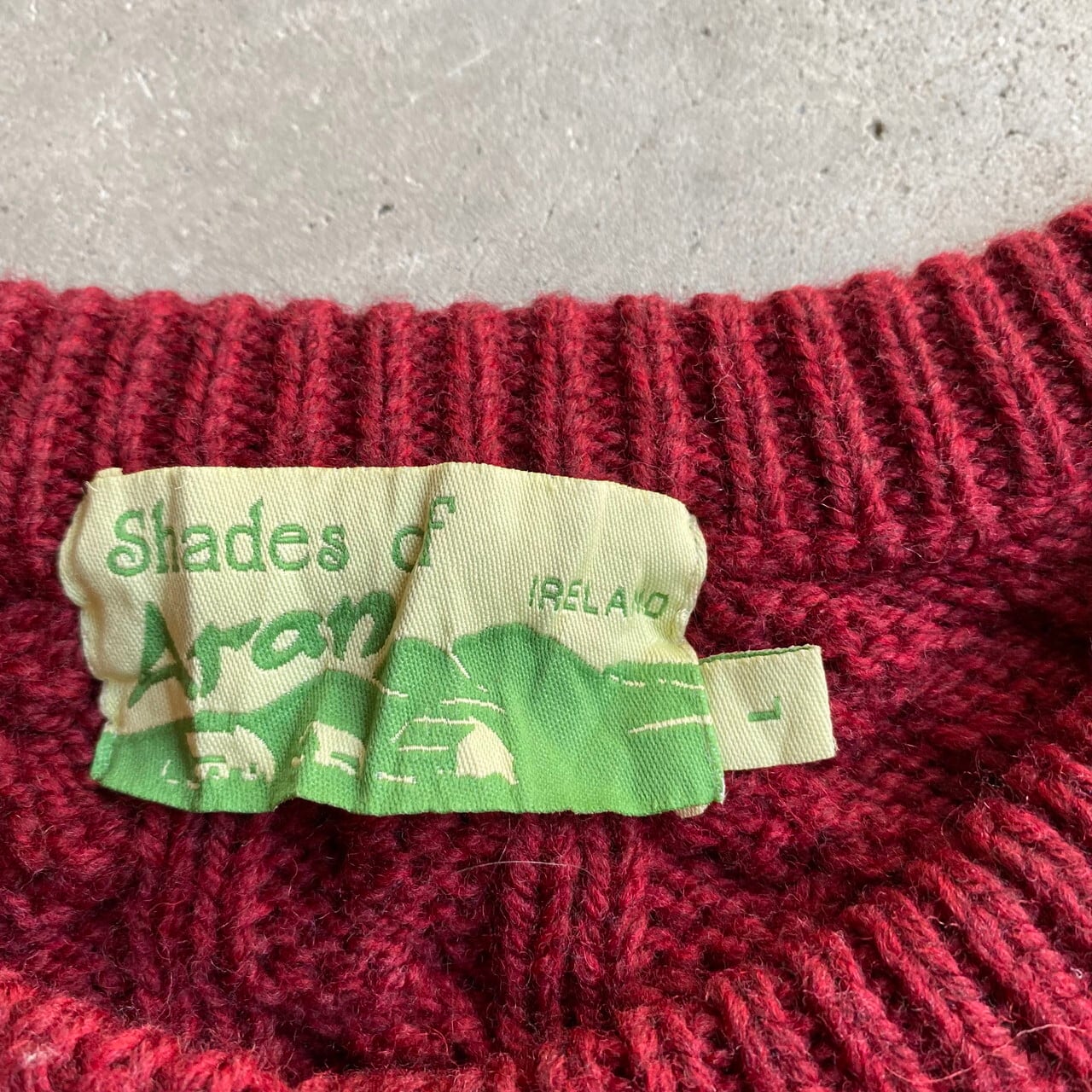 アイルランド製 レッド フィッシャーマン アランニットカーディガン