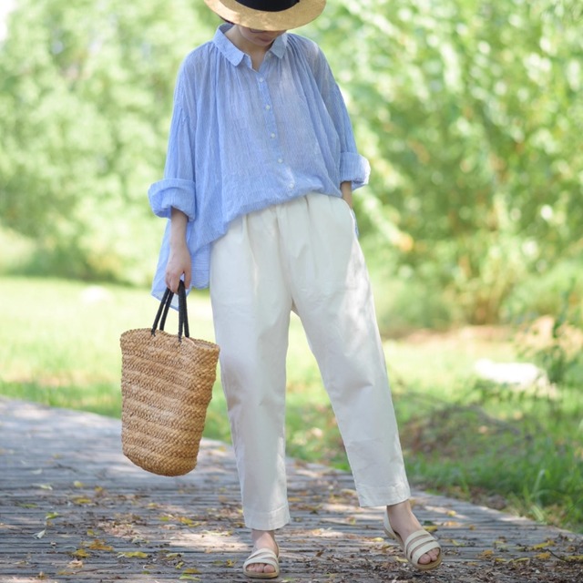 タック入り ワイドレッグ クロップドパンツ  3color  00013