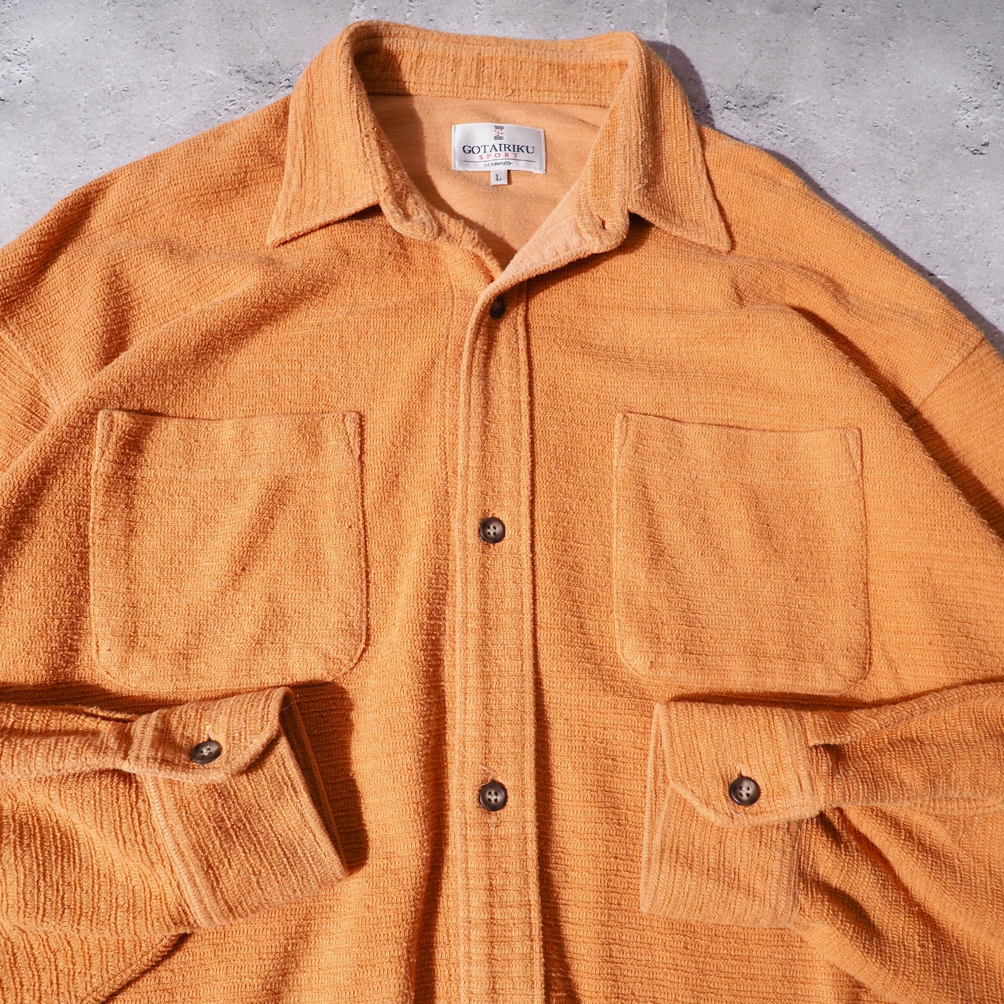 Carrot orange color soft pile fabric cotton loose shirt