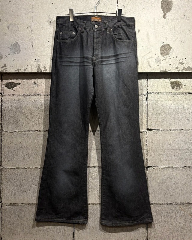 【Caka otto】 "Dead Stock” Good Fade Metallic Black Flare Denim Pants