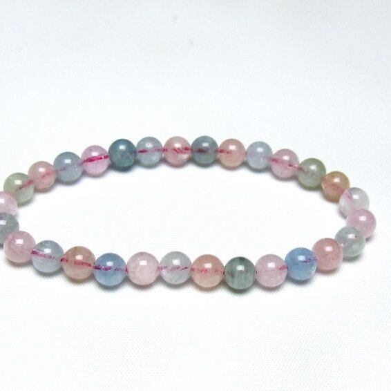 ミックスカラーベリル ブレスレット 6mm 一点物 メール便可 [M便 1/10] 111-48846