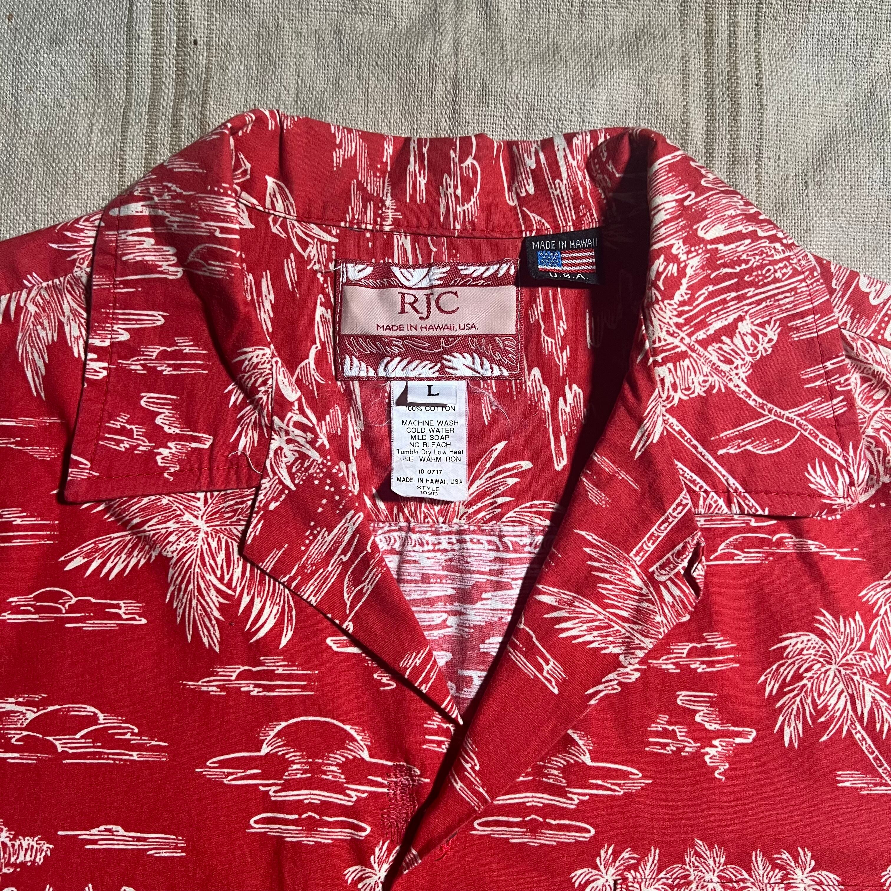 アロハシャツ California IN ハワイアンシャツ 3951希少リネン・美品ロンハーマン ハイビスカス柄 希少美品aloha MADE IN California パイナップル柄ビンテージアロハシャツメイドインカリフォルニアレーヨン100%VINTAGEハワイアンシャツ