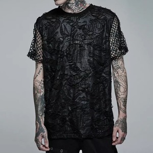 PUNK RAVE / GOTH DAILY WEAR KNITED BROKEN HOLES T-SHIRT / GOTHIC ARMS
