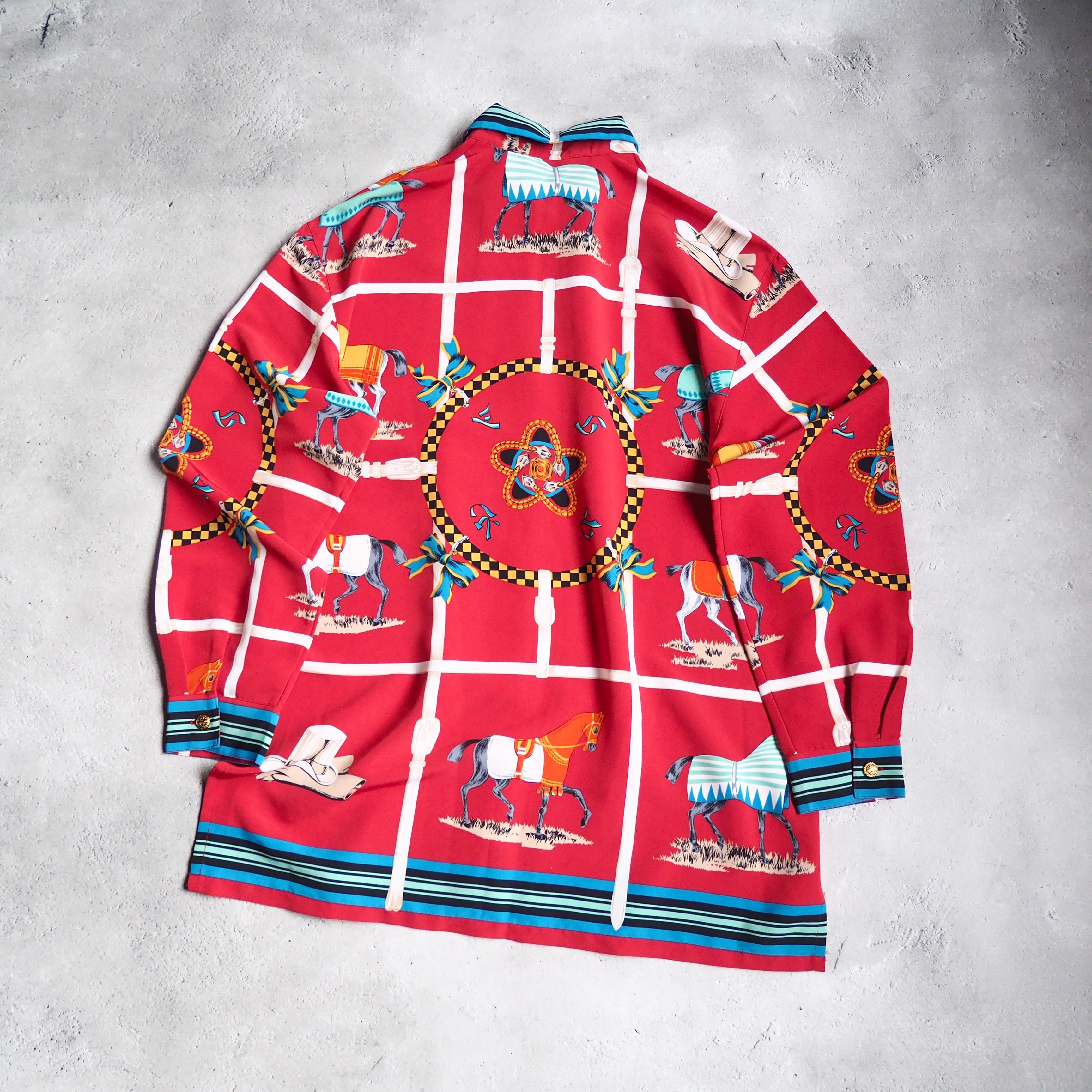 1990s Modern rétro × Luxury art Full pattern Vintage Drape shirt