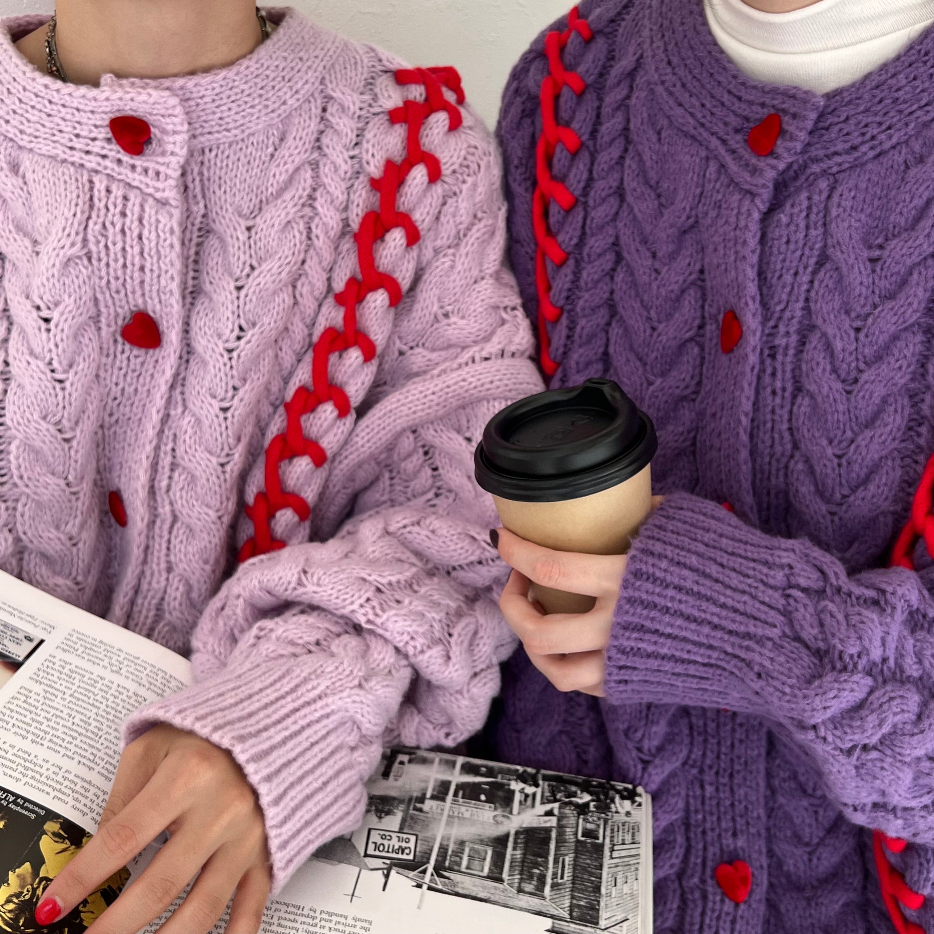 ハートボタンビッグシルエットニットカーディガン_LN01612