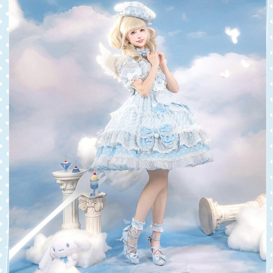 サンリオコラボ ふわふわ雲とリボンのアイドルロリィタワンピース