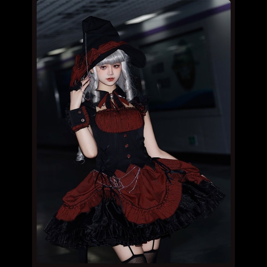 大人ゴシック ワンピース ストライプ×コルセット 魔女テーマ｜WithU