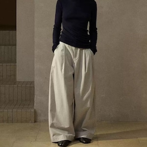 Wide Full Length Easy Pants 【3color】T4337