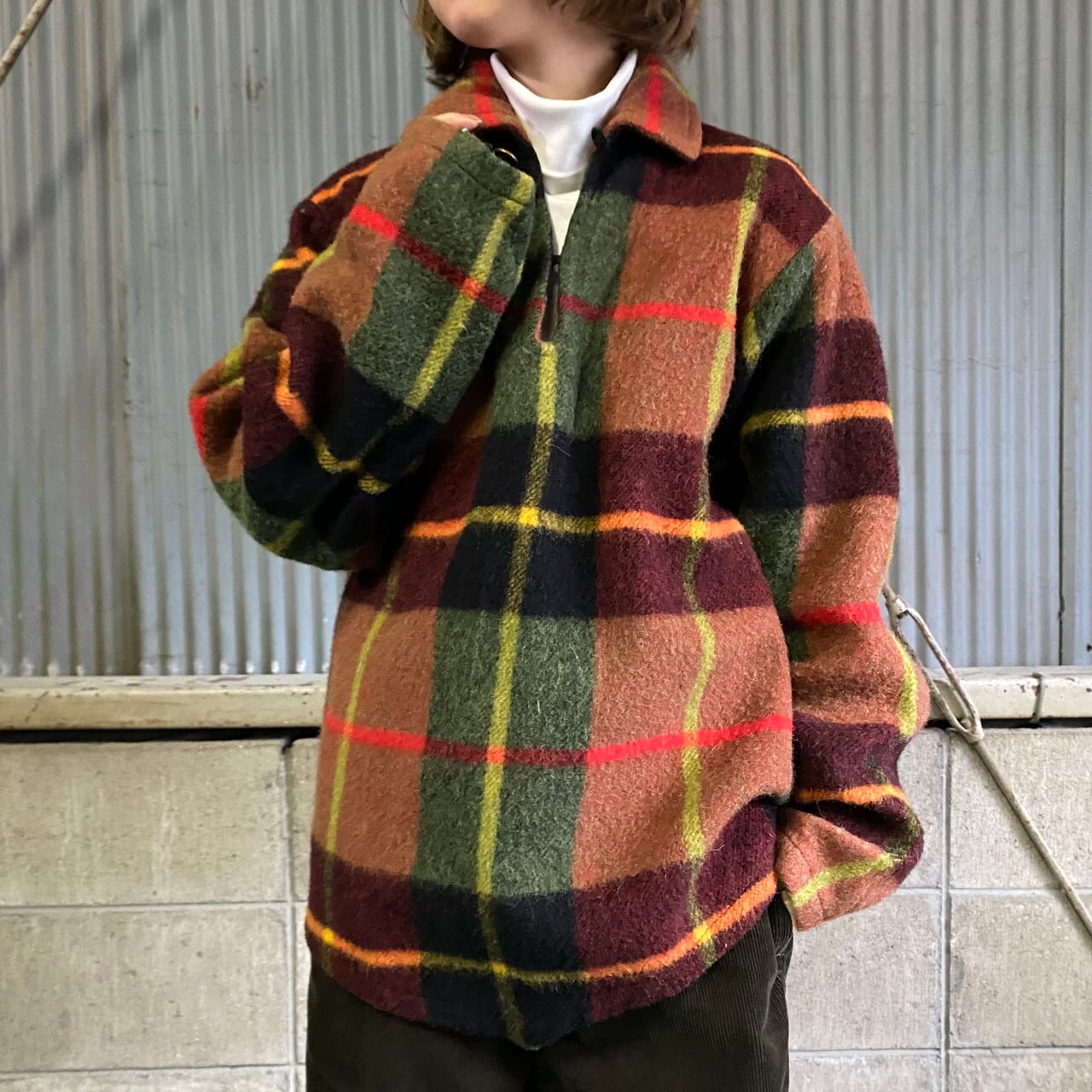 50〜60年代 WOOLRICH ウールリッチ タータンチェック柄 ウールプル 