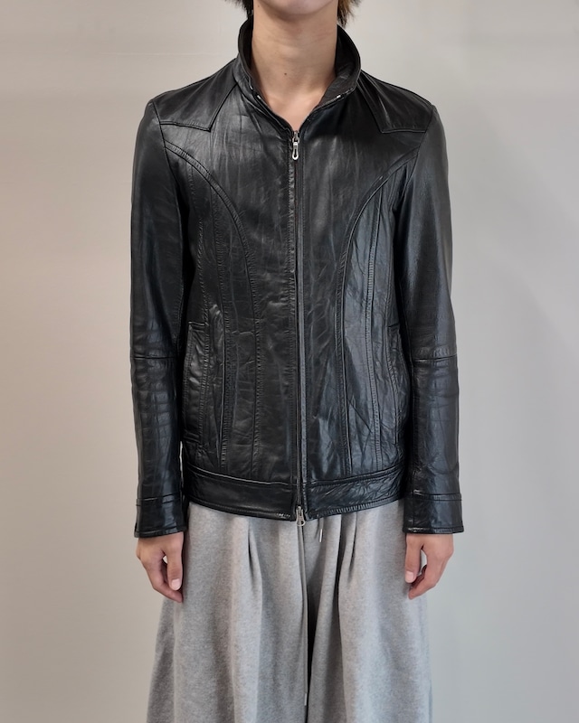 【5351 Pour HOMMES】curve seam leather jacket