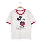 70s 80s ミッキーマウス 白足 ヴィンテージ Tシャツ リンガーTシャツ ウォルトディズニー ディズニーオフィシャル サイズM相当 古着 BB0788