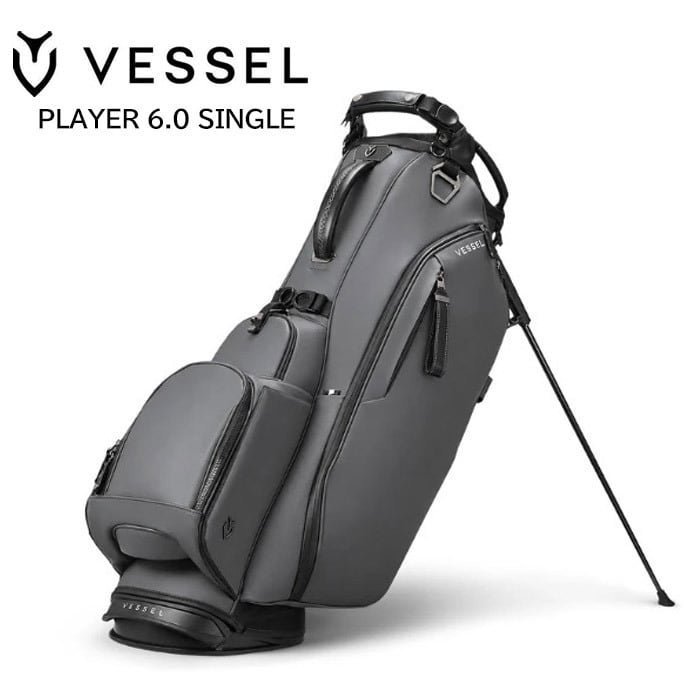 【美品！】VESSEL ゴルフ キャディバッグ グレー VESSEL ベゼル プレイヤー 6.0 Stand キャディバッグ シングル
