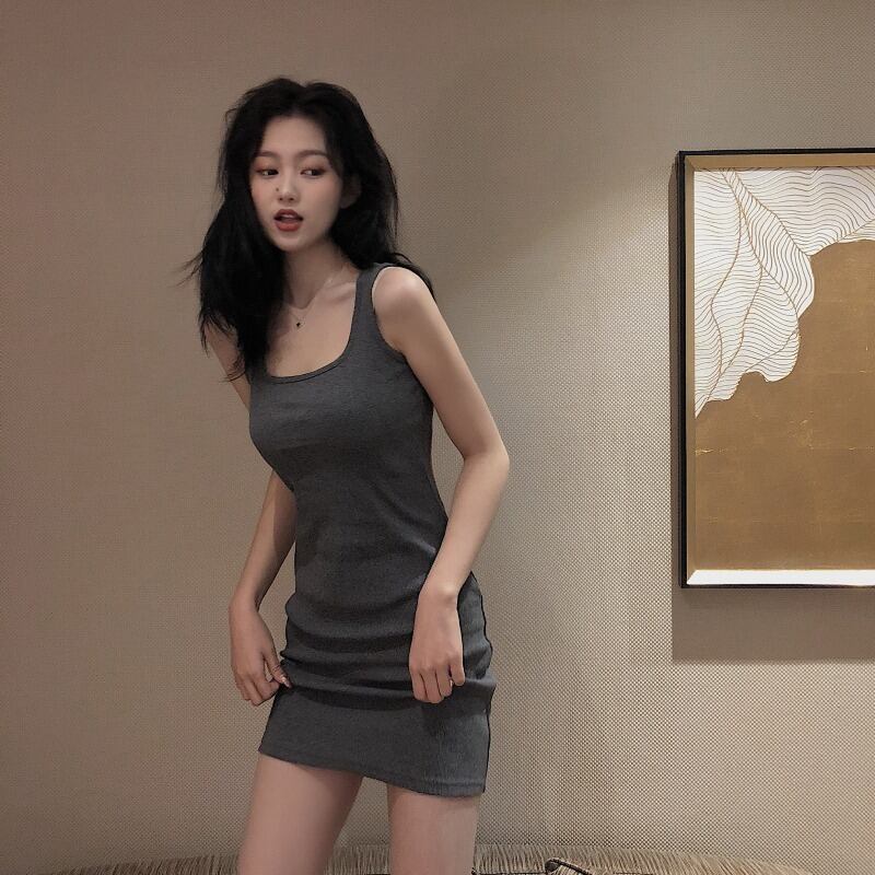 スプリングサマーニットスカート ウェストスリムドレス 春物 夏物 ブラックストロベリース94622886807