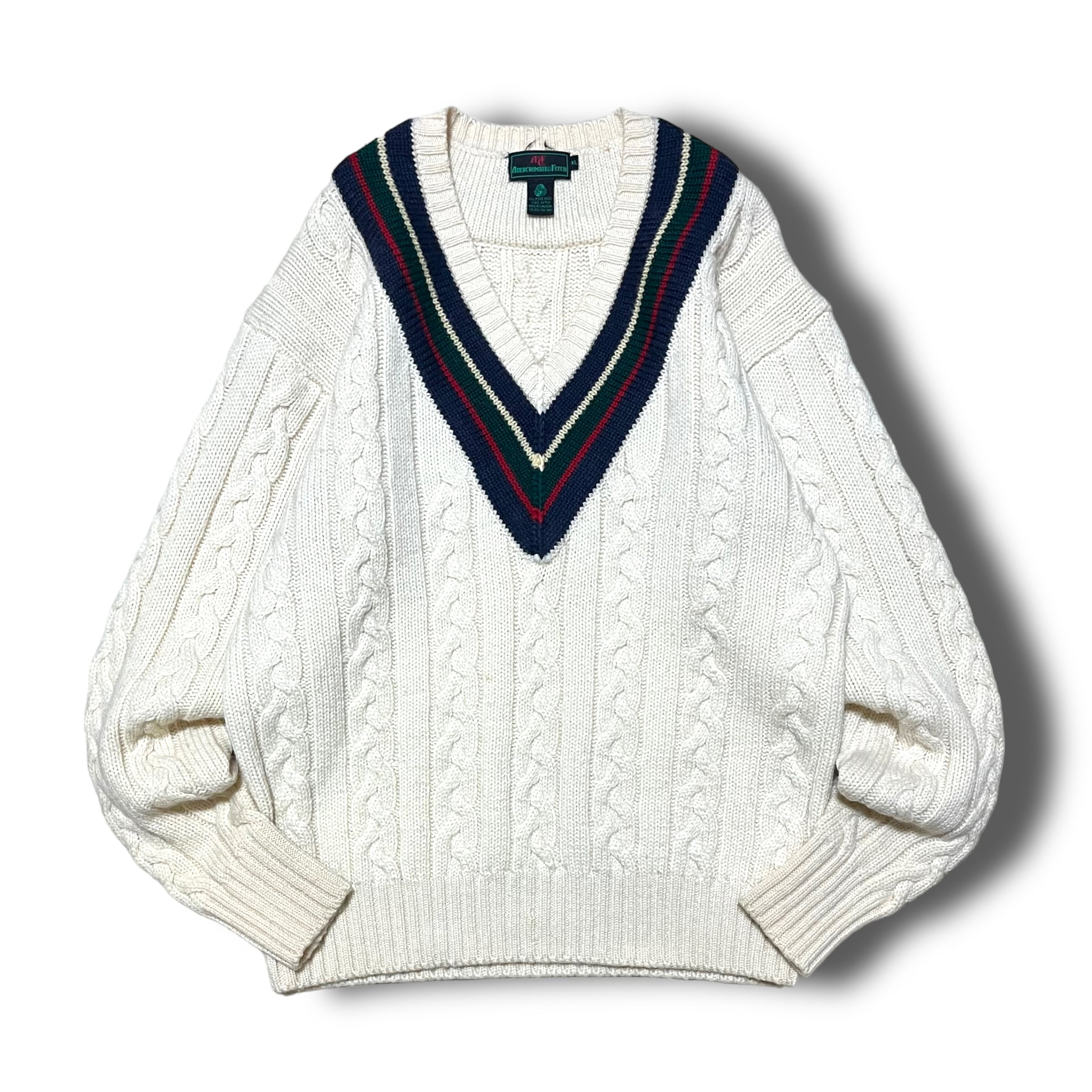 60s 70s Abercrombie & Fitch ウールセーター ABERCROMBIE&FITCH】1970's Vネックウールチルデンニットセーター