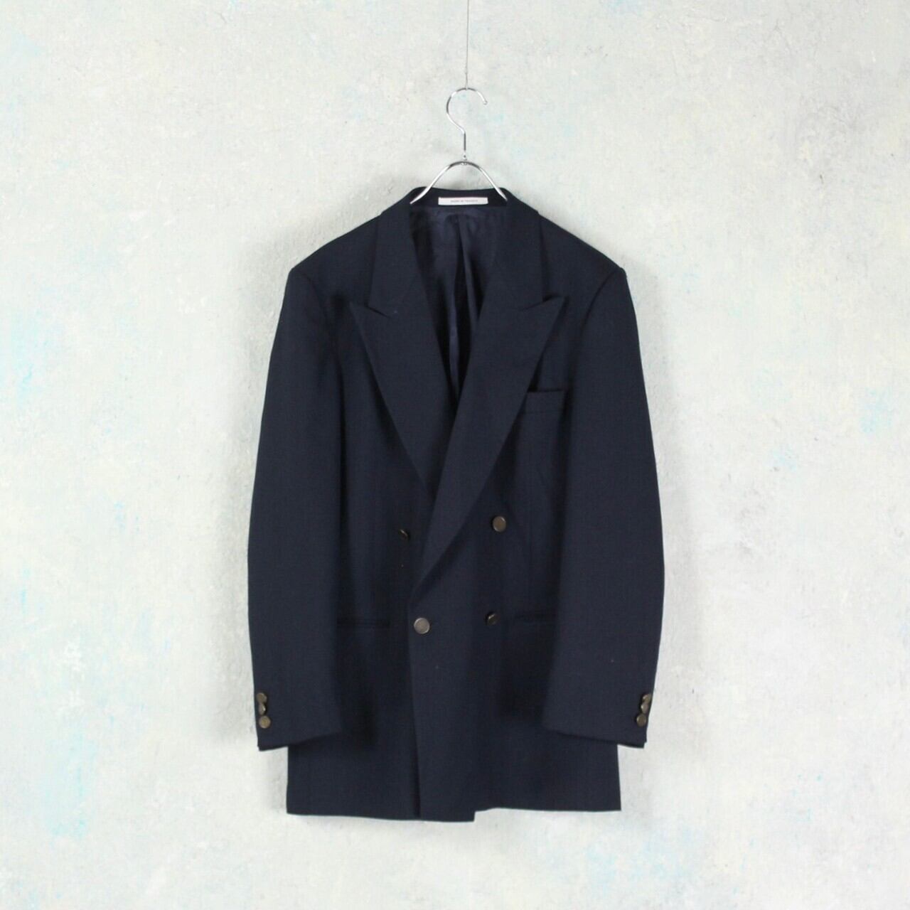 YVES SAINT LAURENT ネイビー テーラードジャケット 36 サンローランパリ 20AW ストライプ ウールサージ ダブルブレステッド
