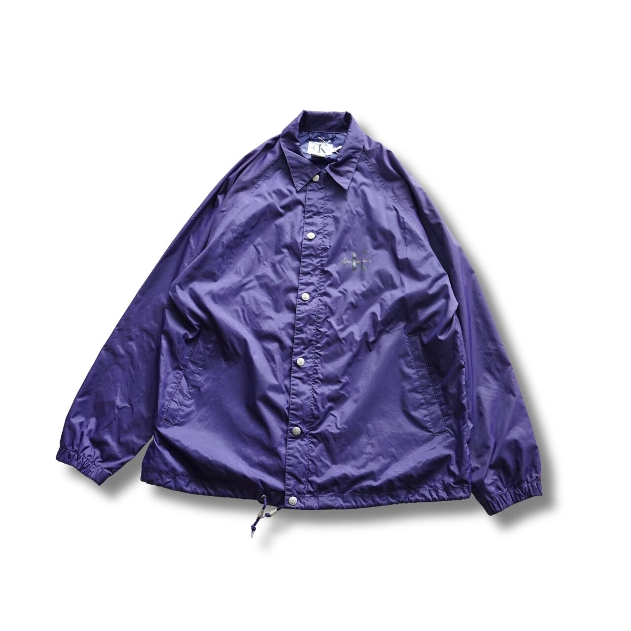 Calvin Klein Jeans カルバンクライン ナイロン コーチジャケット パープル(表記M・実寸L相当)|NA955