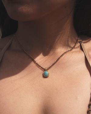 316L(サージカルステンレス)Mint green stone necklace【GOLD】#n44