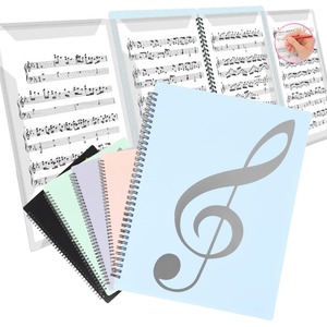 【在庫処分】Solf  楽譜ファイル 4面 書き込める 台紙 見開き A4 10枚/40面 ピアノ 伴奏 (アイスブルー)1冊