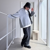 スキッパーオーバーKnit/ライトグレー