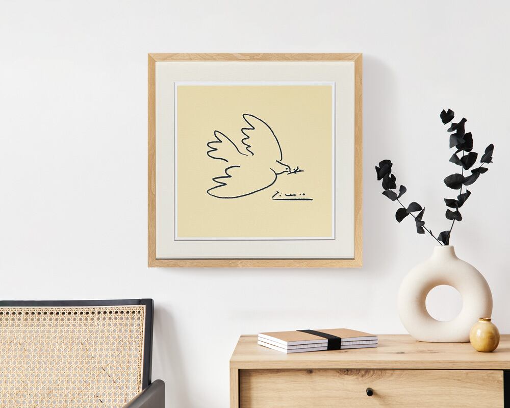 額縁付き] パブロ・ピカソ「The Dove of Peace,1945」ナチュラル