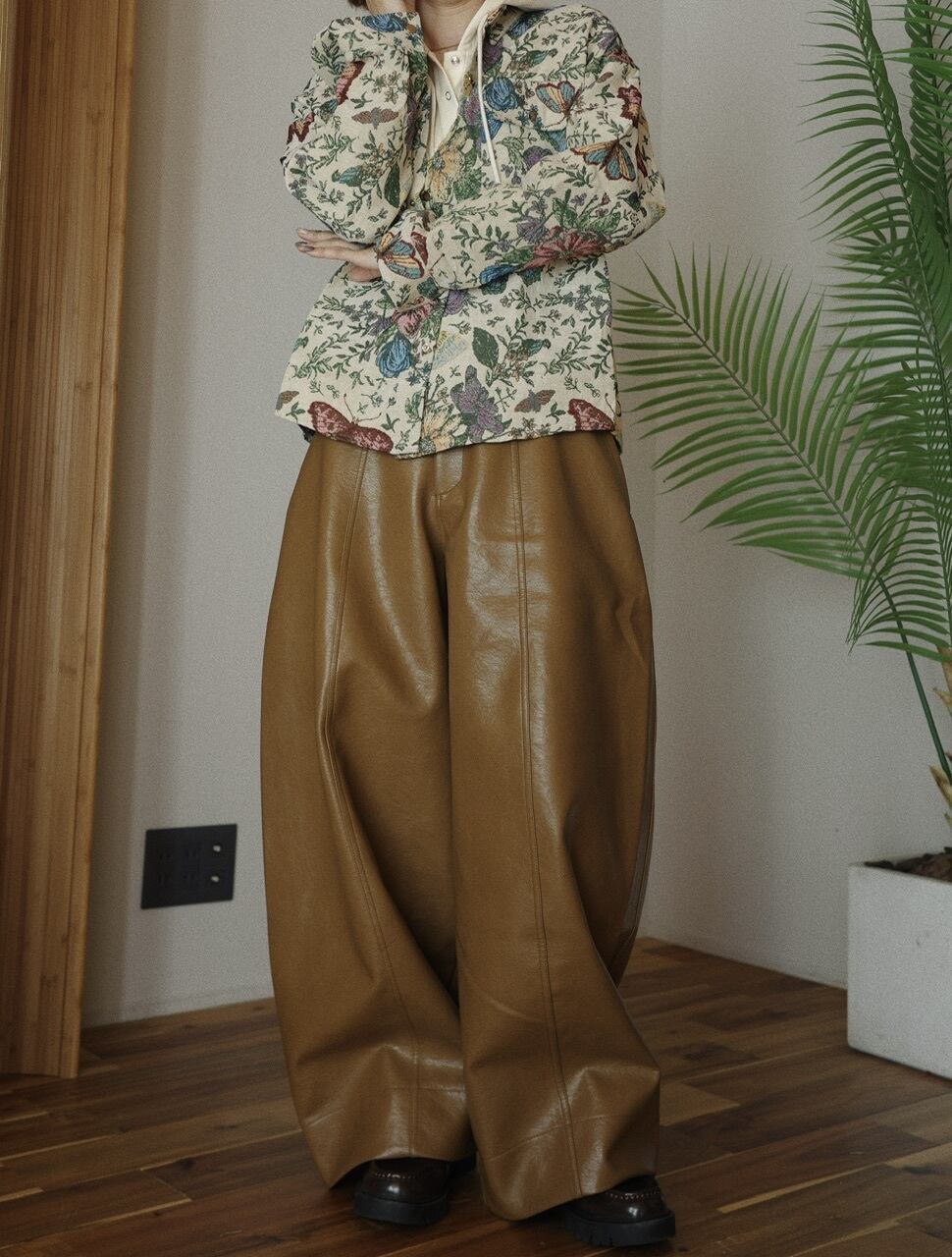 レザーカーブパンツ/ブラウン | osrsofficial