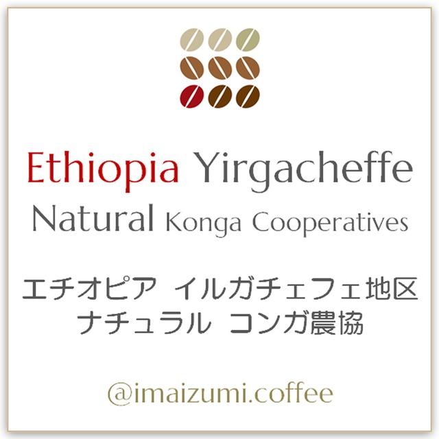 【送料込】エチオピア イルガチェフェ地区 ナチュラル コンガ農協  - Ethiopia Yirgacheffe Natural Konga Cooperatives  - 300g(100g×3)