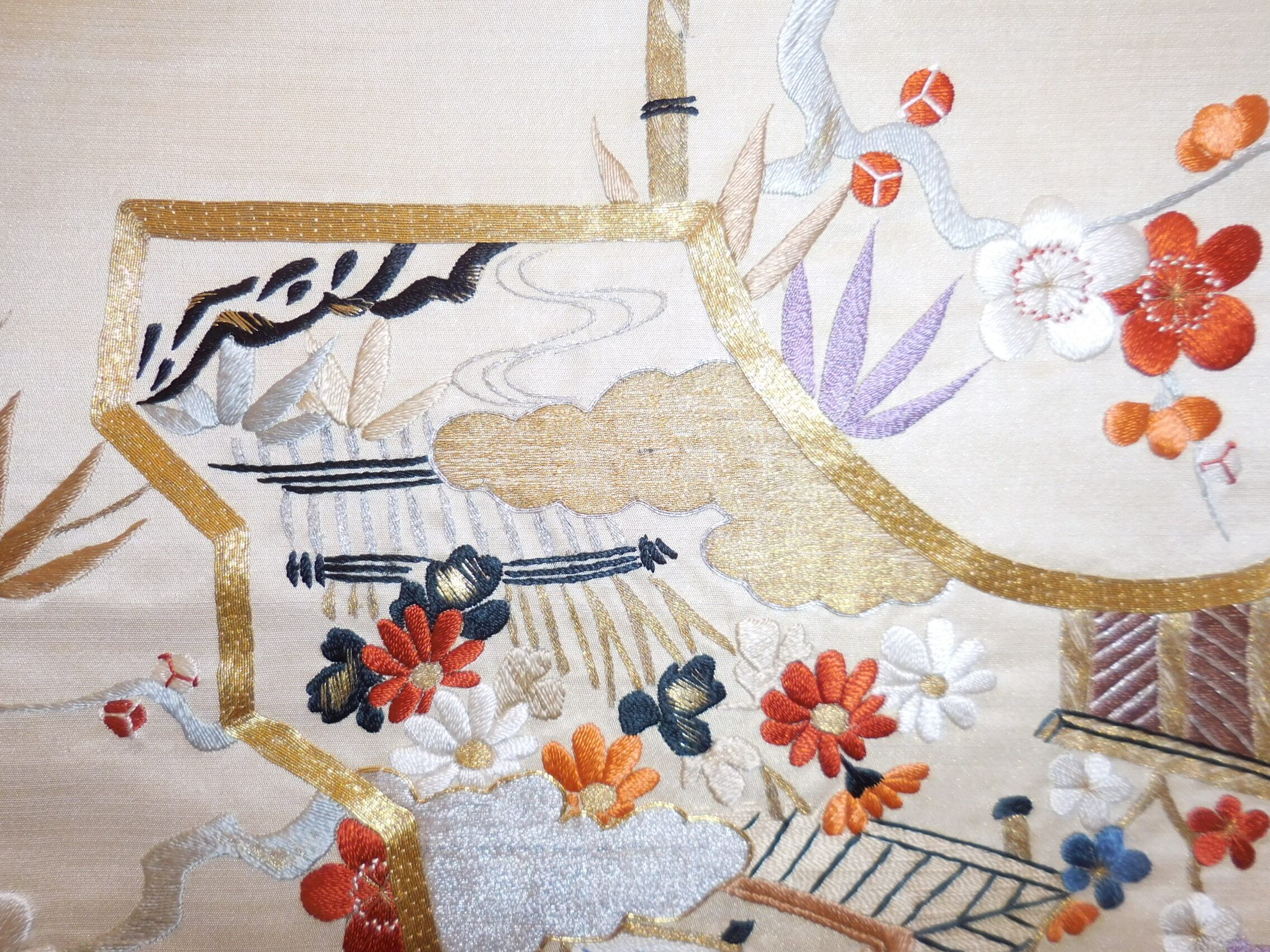 丸帯セットアンティーク振袖松竹梅刺繍扇NO48 丸帯セットアンティーク振袖松竹梅刺繍扇NO48