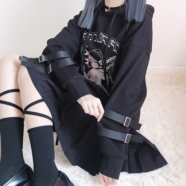 SEASONZ ゴスロリ系 Catwish 秋冬 パーカー スリーブ ダブルベルト 病み可愛い JK ストリート系 可愛い 地雷系 ろりぃた服