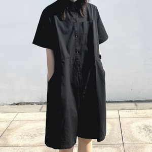 ワイドレッグショート丈半袖ジャンプスーツ　D0263