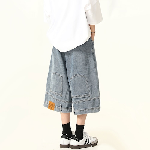 アップサイドダウンワイドクロップドデニムパンツ 2col   R00325