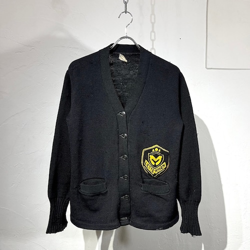 40s Penneys Letterd Knit Cardigan "Black Color"