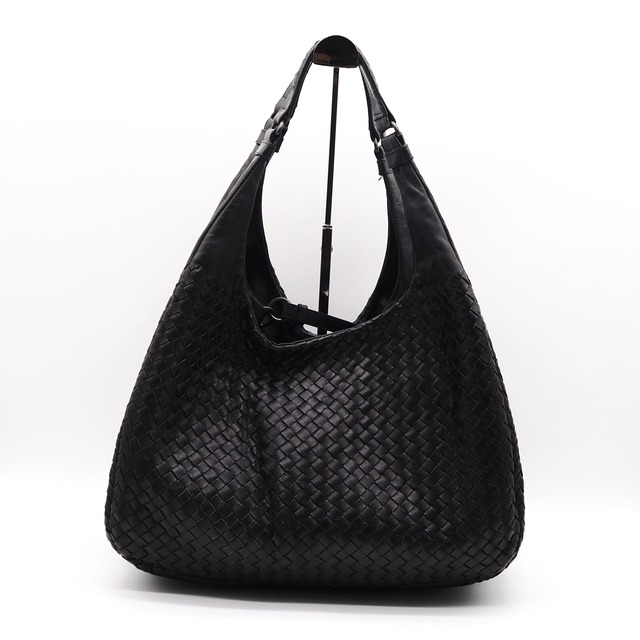 Bottega Veneta イントレチャート カンパーナ バッグ レザー ブラック ボッテガヴェネタ