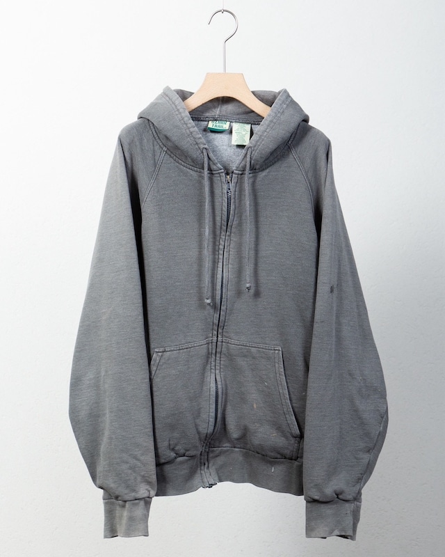 good faded zip up raglan hoodie sweat / with thermal liner / COLOR:GRAY