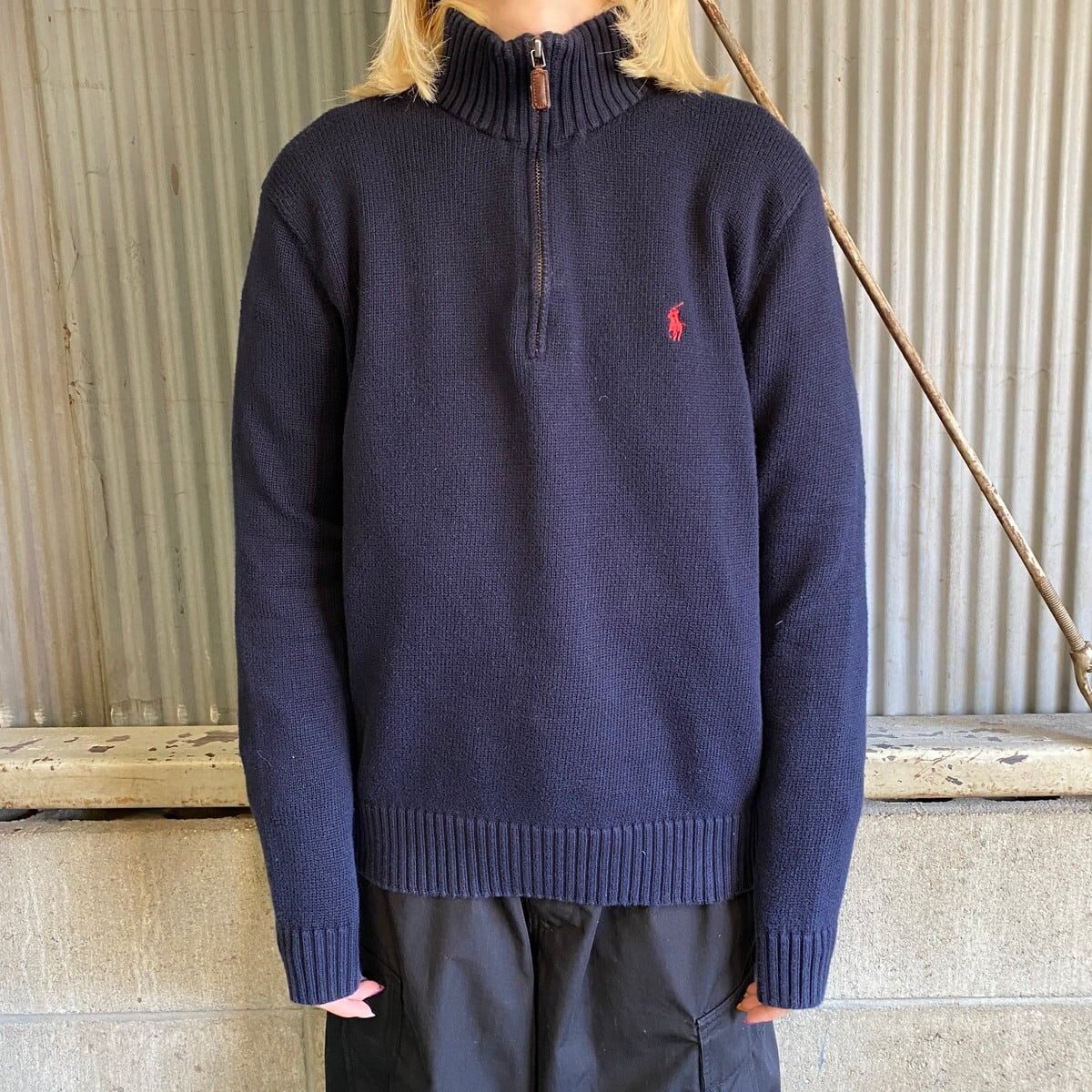 ポロバイラルフローレン ハーフジップ コットン ニットセーター メンズ