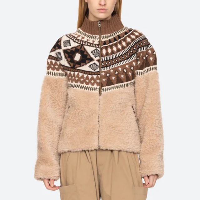 SEA NY　LINEA FAIR ISLE KNIT COMBO FLEECE JK   MULTI