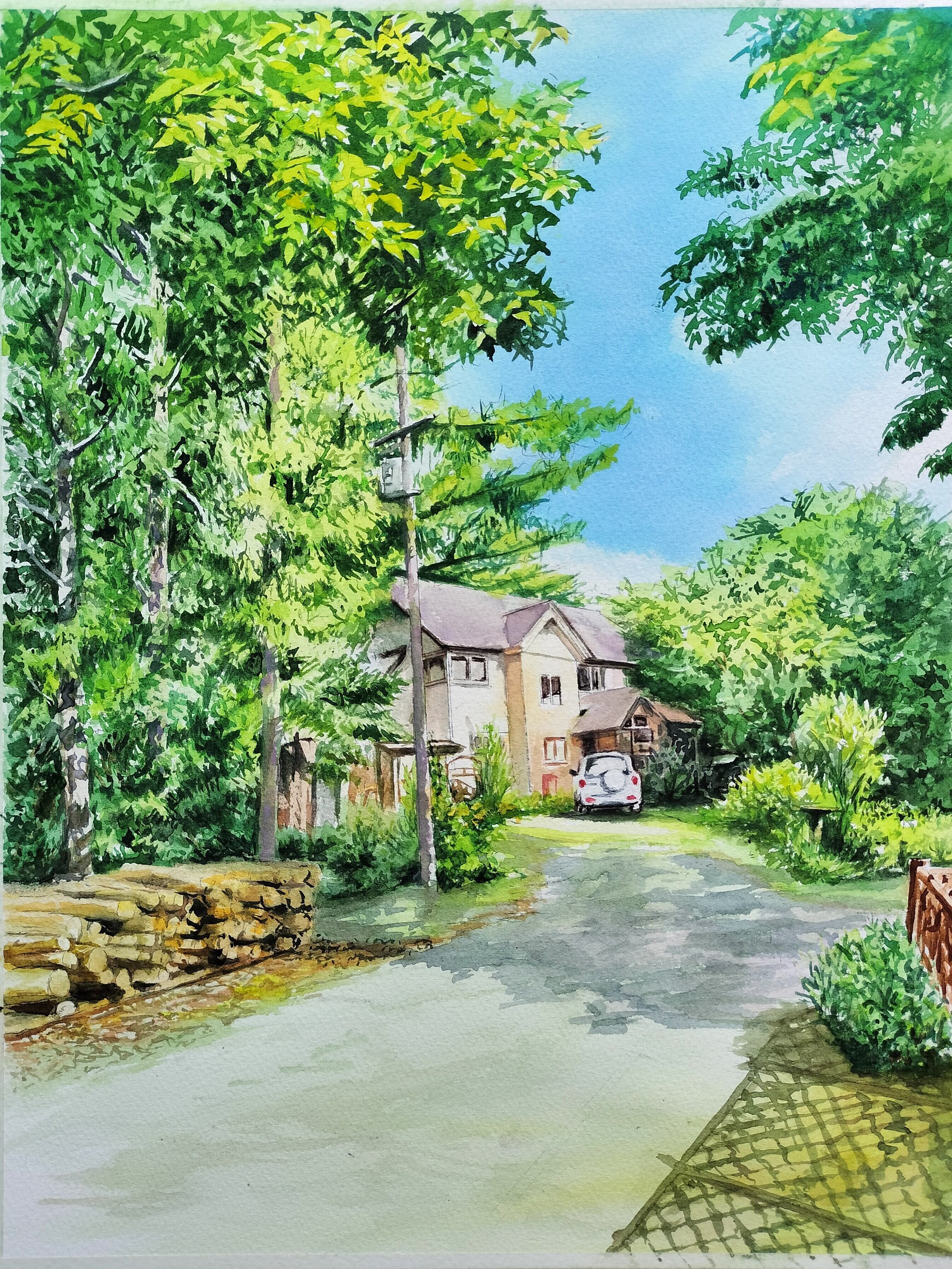 水彩画 風景画 画題「幻想の木籠（こごも）」 | PAY ID