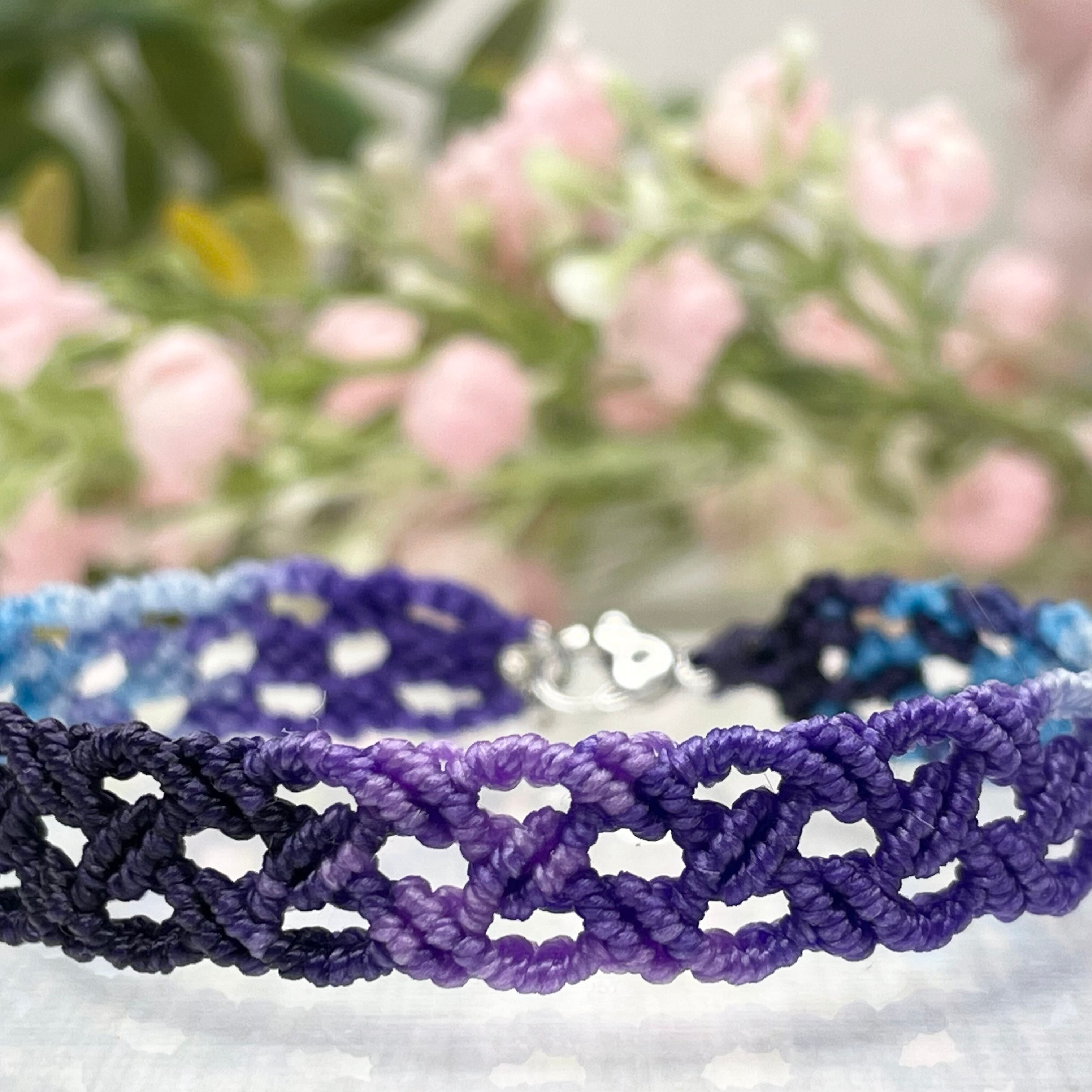 ミサンガ 編み込み ブレスレット 紫 紺 青 カラフル | saku1115