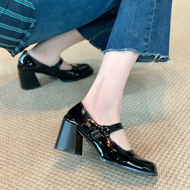 ヒールスプリングバックルシングル 靴 シューズ 春物 ラウンドトー 部族の婦人靴36765920260