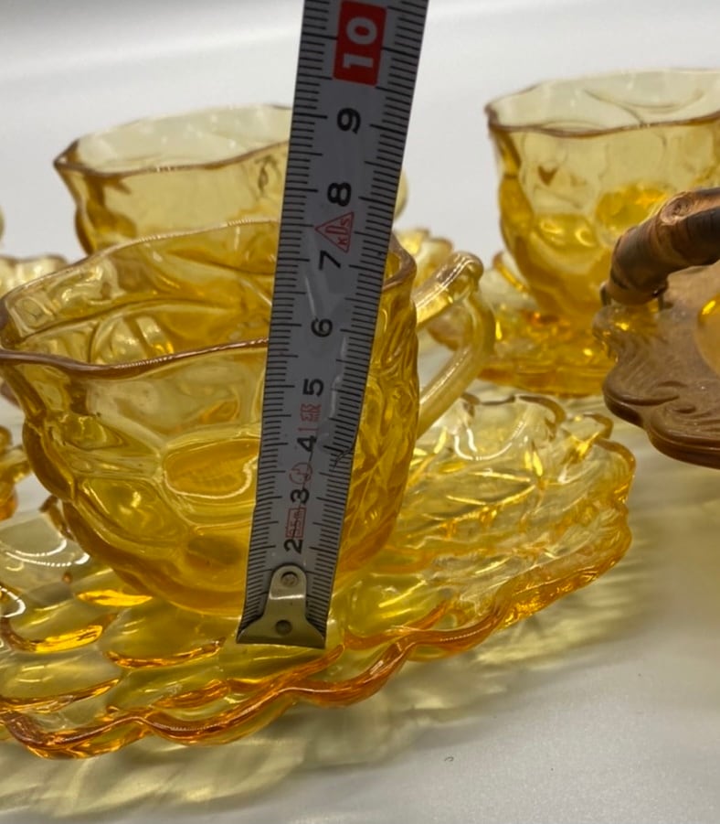 アンバーガラス ティータイムセット カップ&ソーサーと菓子皿 曽我