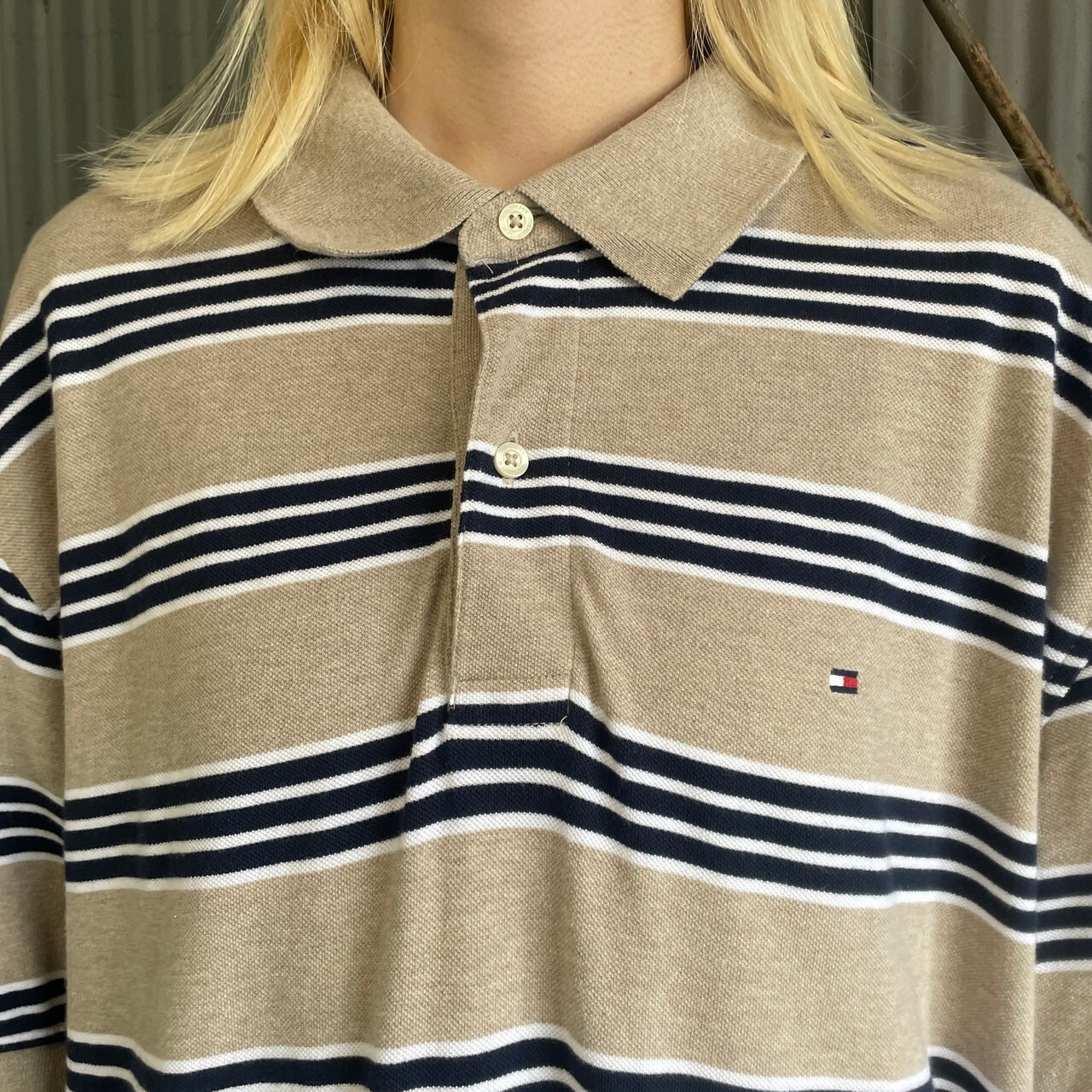 TOMMY HILFIGER トミーヒルフィガー ボーダー ポロシャツ メンズXL 