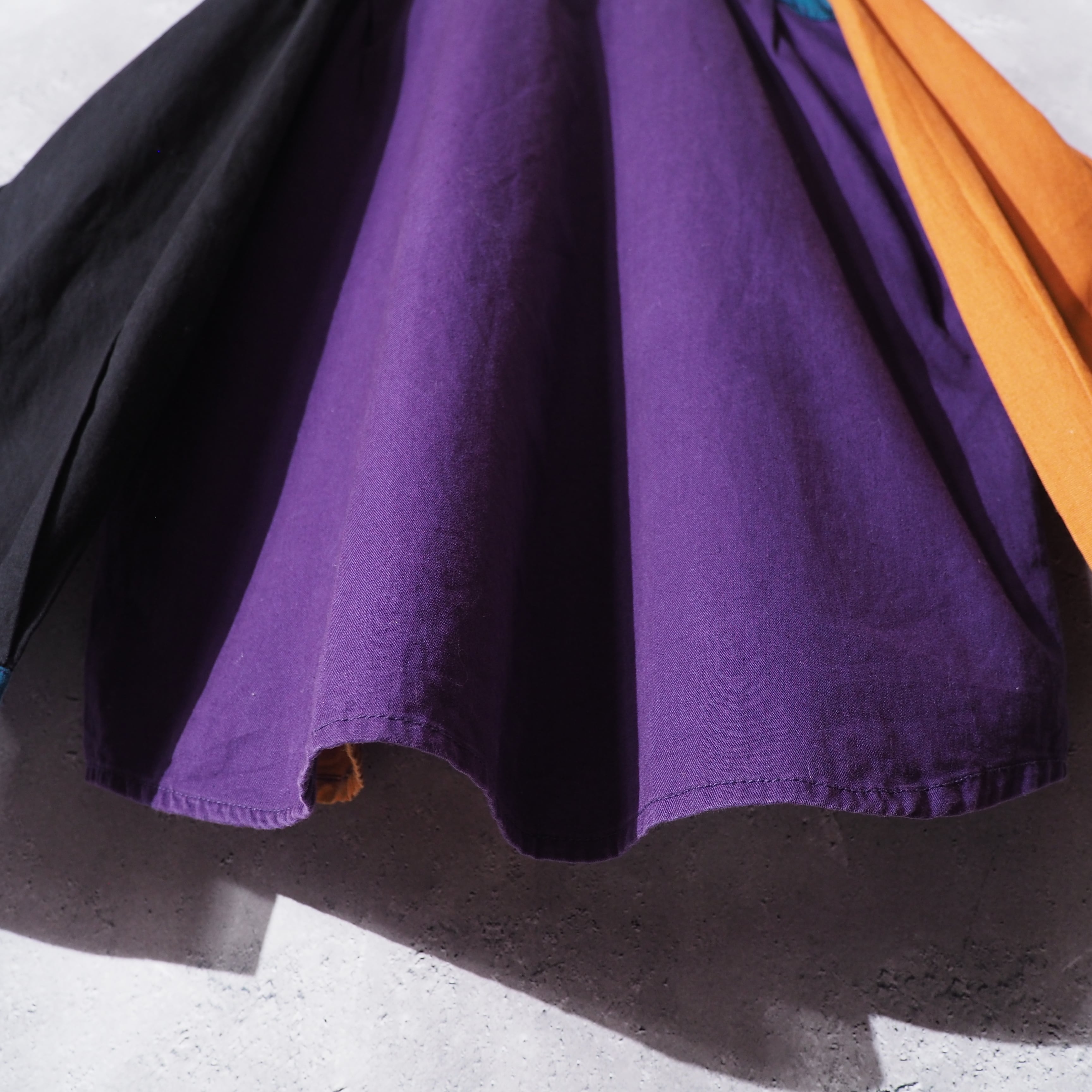 Good multi pop color panel combination loose shirt