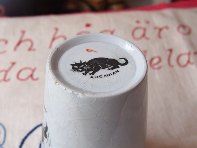 イギリスアンティーク　黒猫　GOOD LUCK CATのカップ