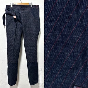 8/31まで特別価格！股引き コットンヘンプデニム indigo 斜めレッドステッチ