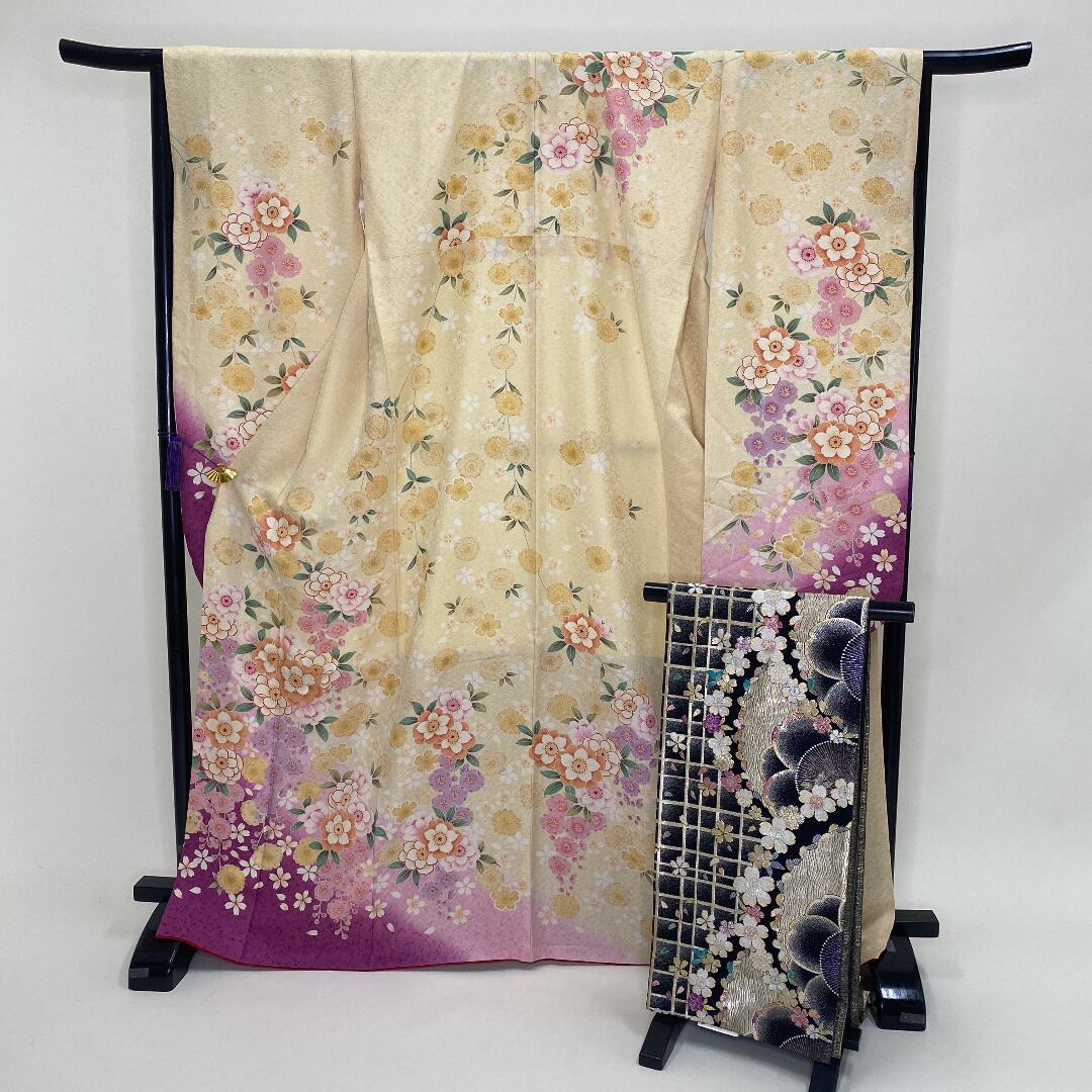 振袖セット★振袖★帯★クリーム★花柄★裄66㎝★中古★正絹 S-71 | 中古着物・リサイクル着物から新品着物の通販ショップ|【公式サイト】祥美苑 powered by BASE
