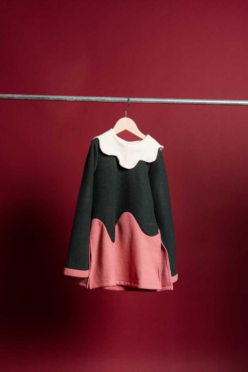 【26AW】ZOZIO(ゾジオ)Tsubasa tops d.green×pink(T)トップス 濃緑×ピンク