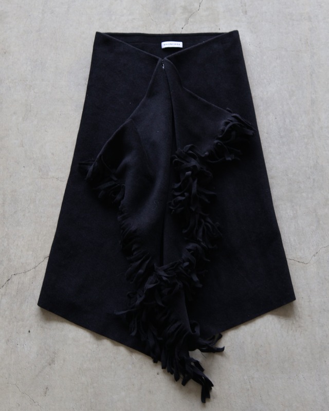 【BALENCIAGA】Draped fringe skirt
