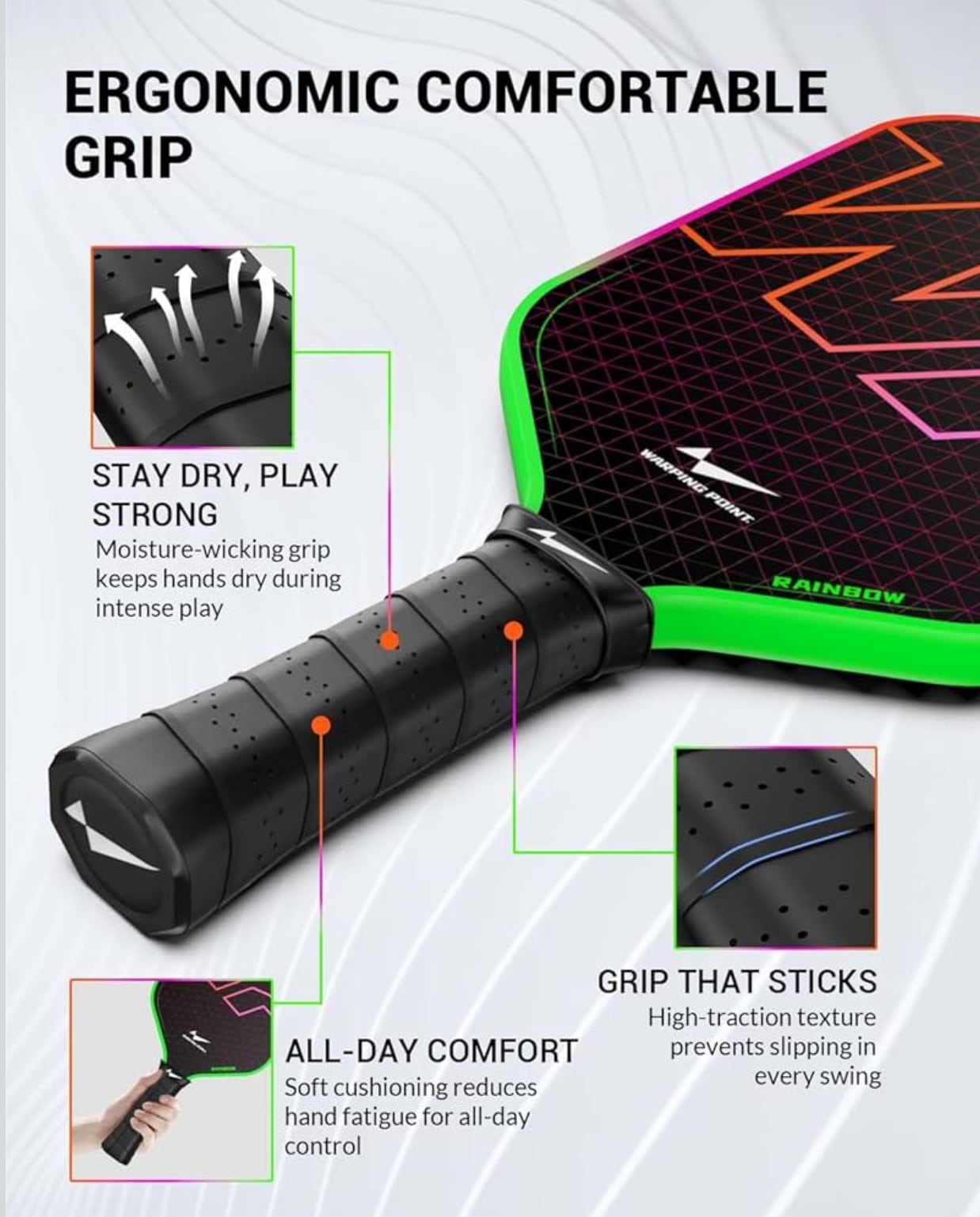 GEN3パドルNEONの進化版】Warping Point Rainbow Pickleball Paddle