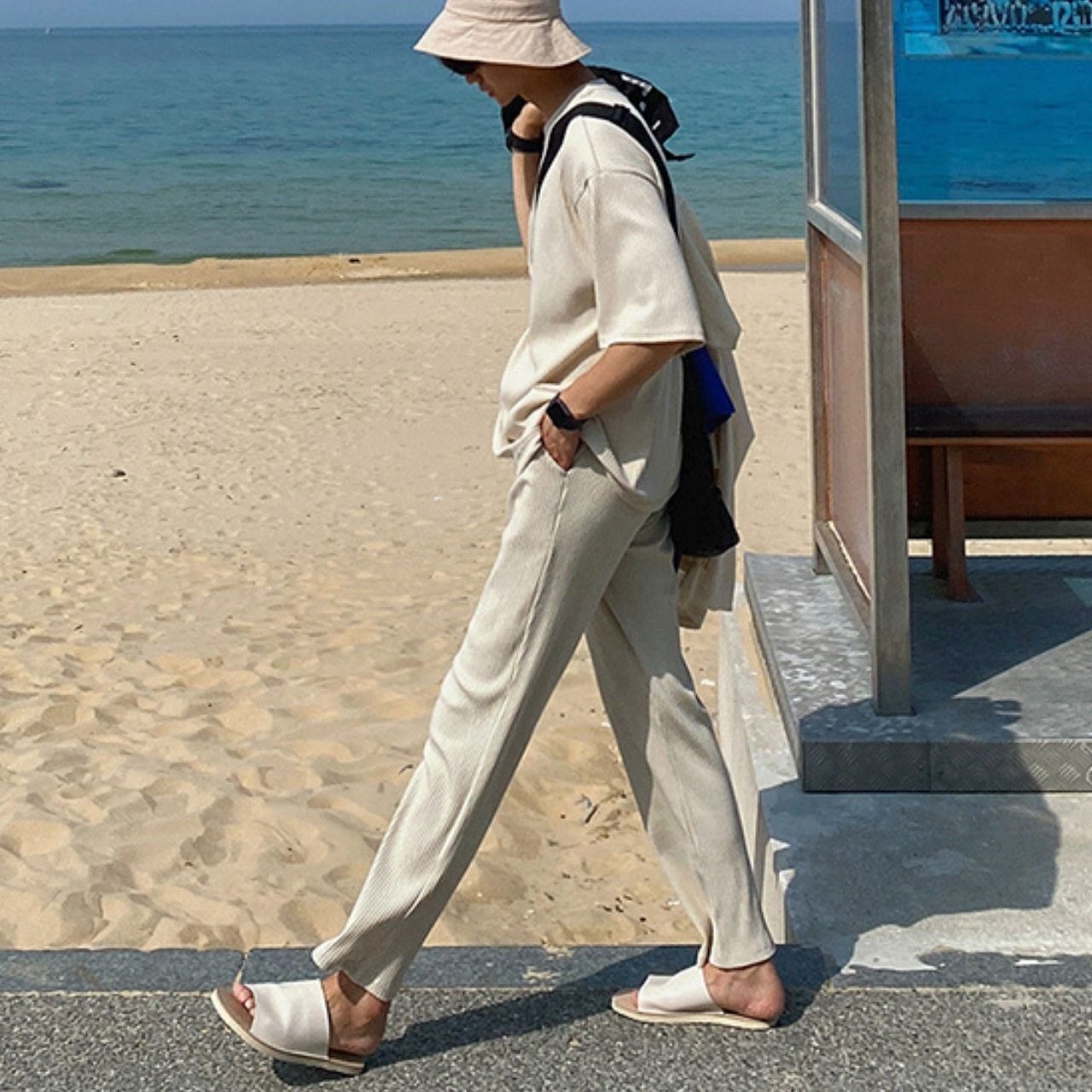 サマーリブベージュスーツTシャツ　MT0080452